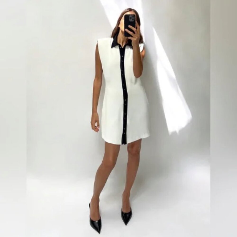 NWT ZARA SLEEVELESS SHOULDER PAD MINI DRESS